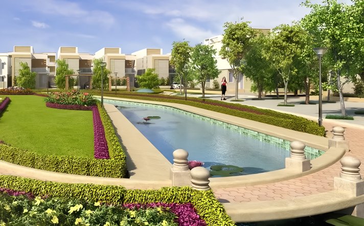 Each villa features a private garden, a modern kitchen, and a dining and living area with panoramic windows. A minimum of two car parking spaces are provided for property owners.