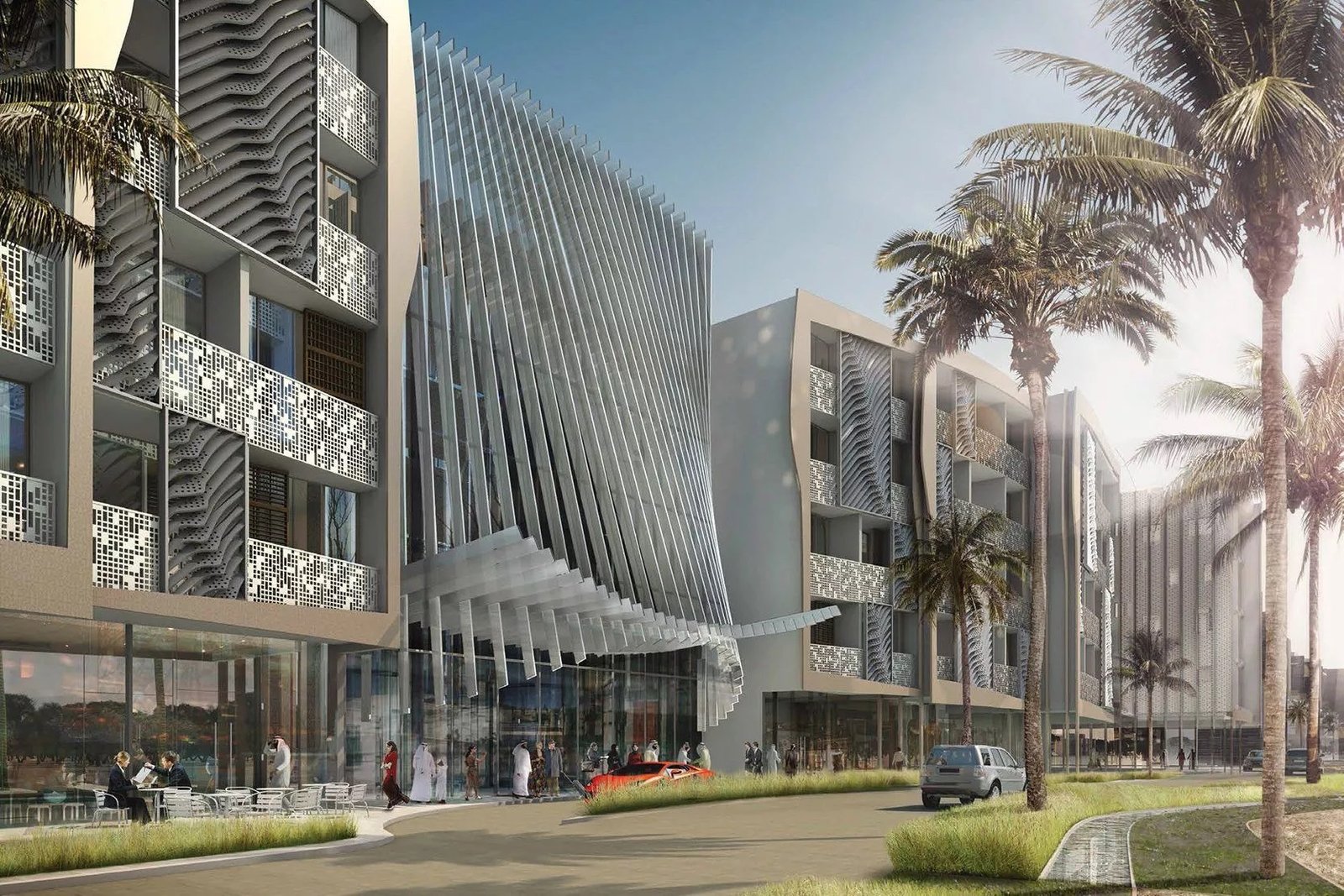 Al Multaqa Avenue shares a cohesive architectural theme with the previously completed developments in the district, incorporating the signature design elements of the neighbourhood.